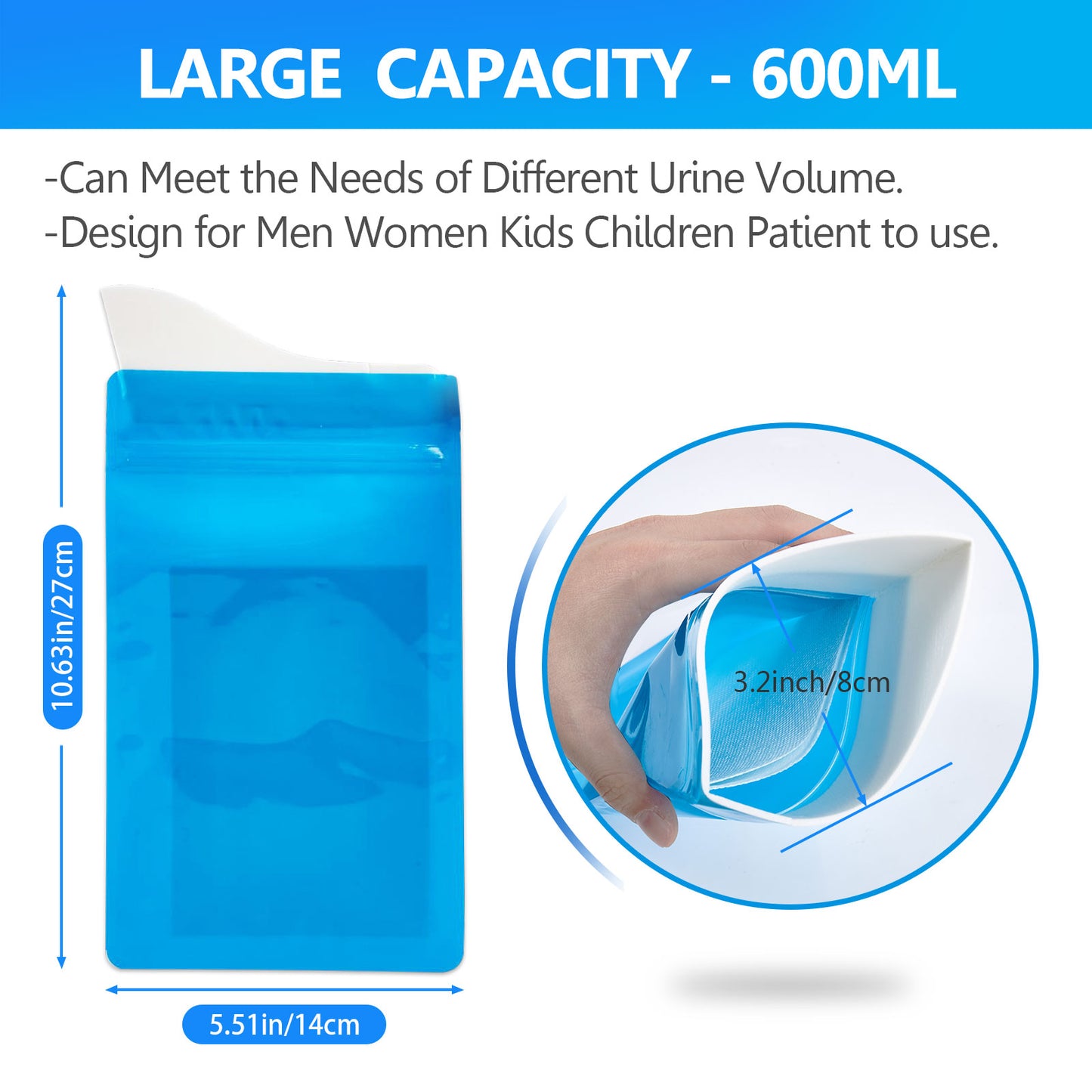 CLOUDBERG Disposable Urine Bag, 20Pcs 600ML Pee Bags for Travel for Women/Men