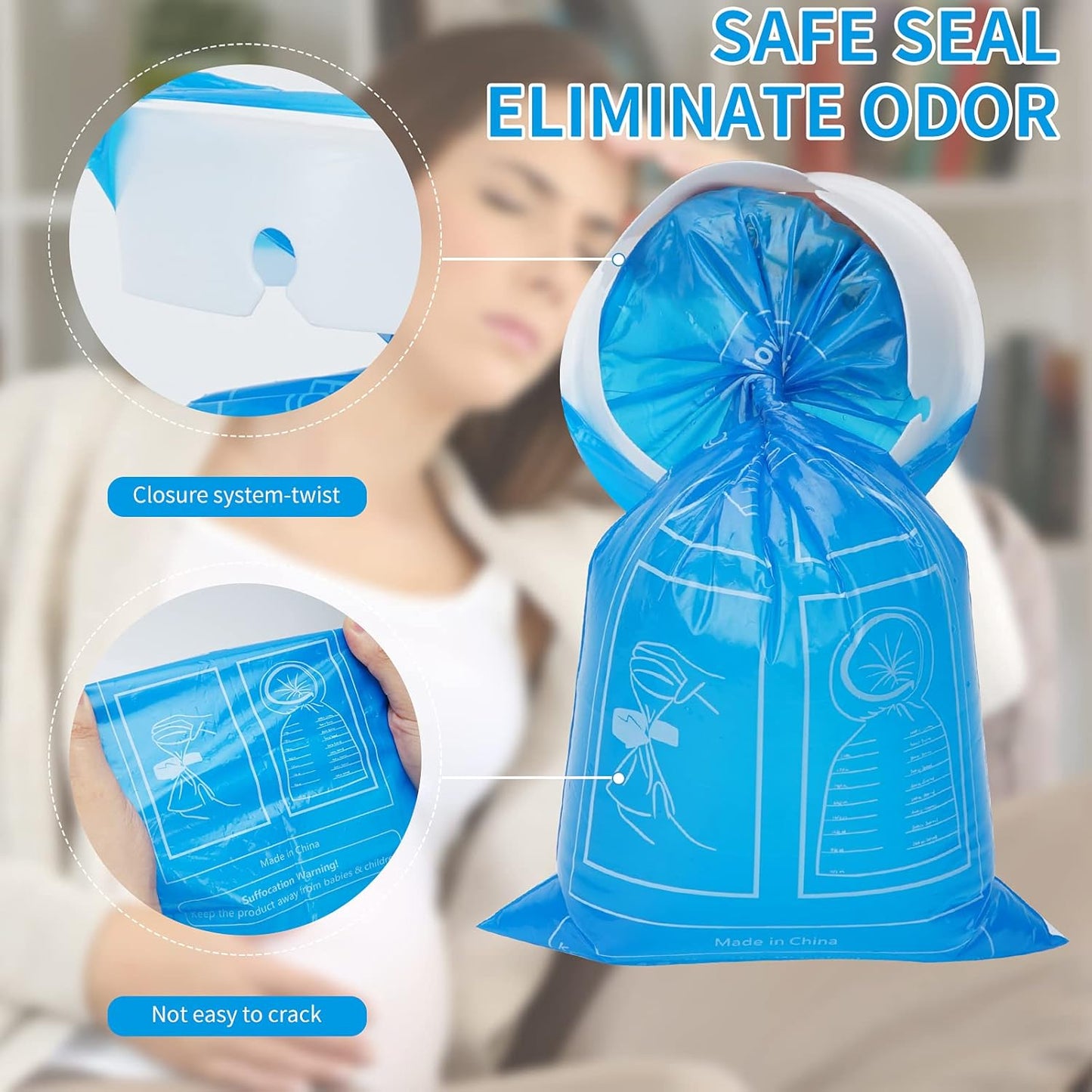 CLOUDBERG 24 Pcs Blue Emesis Bags, 1000 ml Disposable Vomit Bags