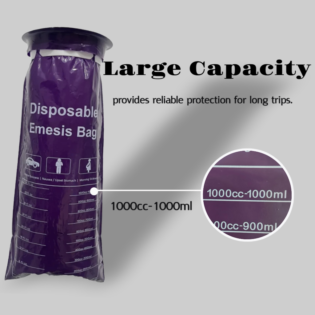 CLOUDBERG Disposable Vomit Bags,10 Pcs Purple Emesis Bags