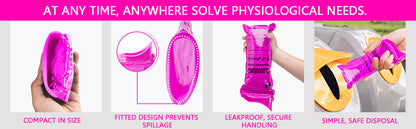 CLOUDBERG Disposable Pee Bags, 12 Pcs Pink 800 ml Unisex Urine Bags