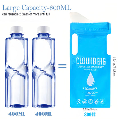 CLOUDBERG 20 Pcs Pee Bags,  800 ml Disposable Unisex Urine Bags