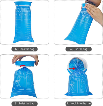 CLOUDBERG 24 Pcs Blue Emesis Bags, 1000 ml Disposable Vomit Bags