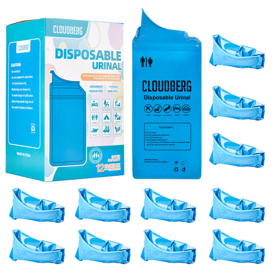 CLOUDBERG Disposable Pee Bags, 12 Pcs Blue 800 ml Unisex Urine Bags