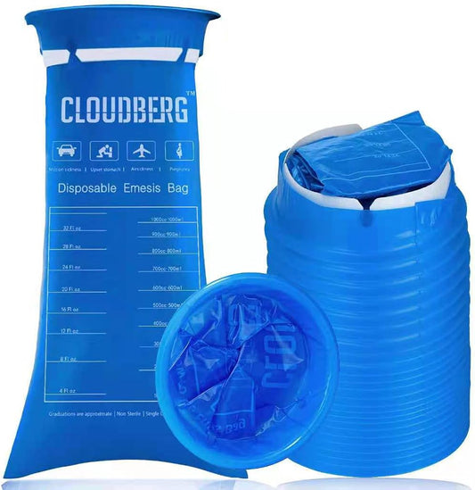 CLOUDBERG 24 Pcs Blue Emesis Bags, 1000 ml Disposable Vomit Bags