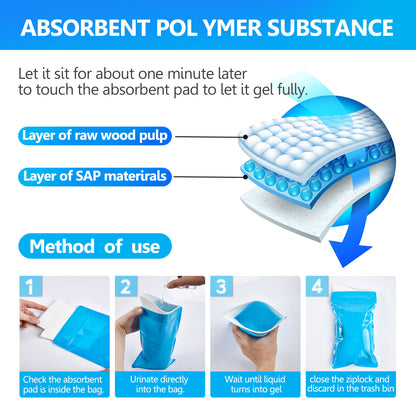 CLOUDBERG Disposable Urine Bag, 20Pcs 600ML Pee Bags for Travel for Women/Men